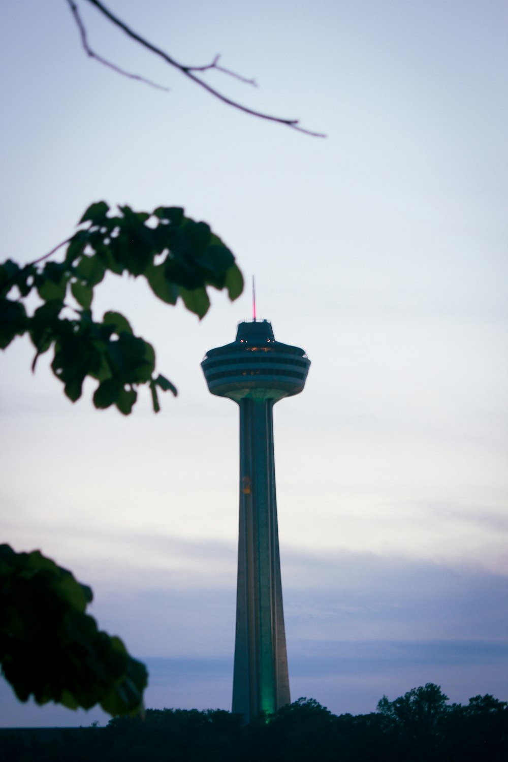 a tall tower with a blue top