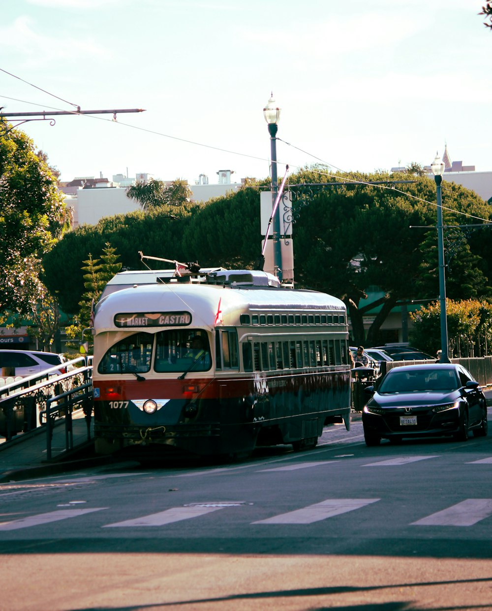 a bus and cars on a street