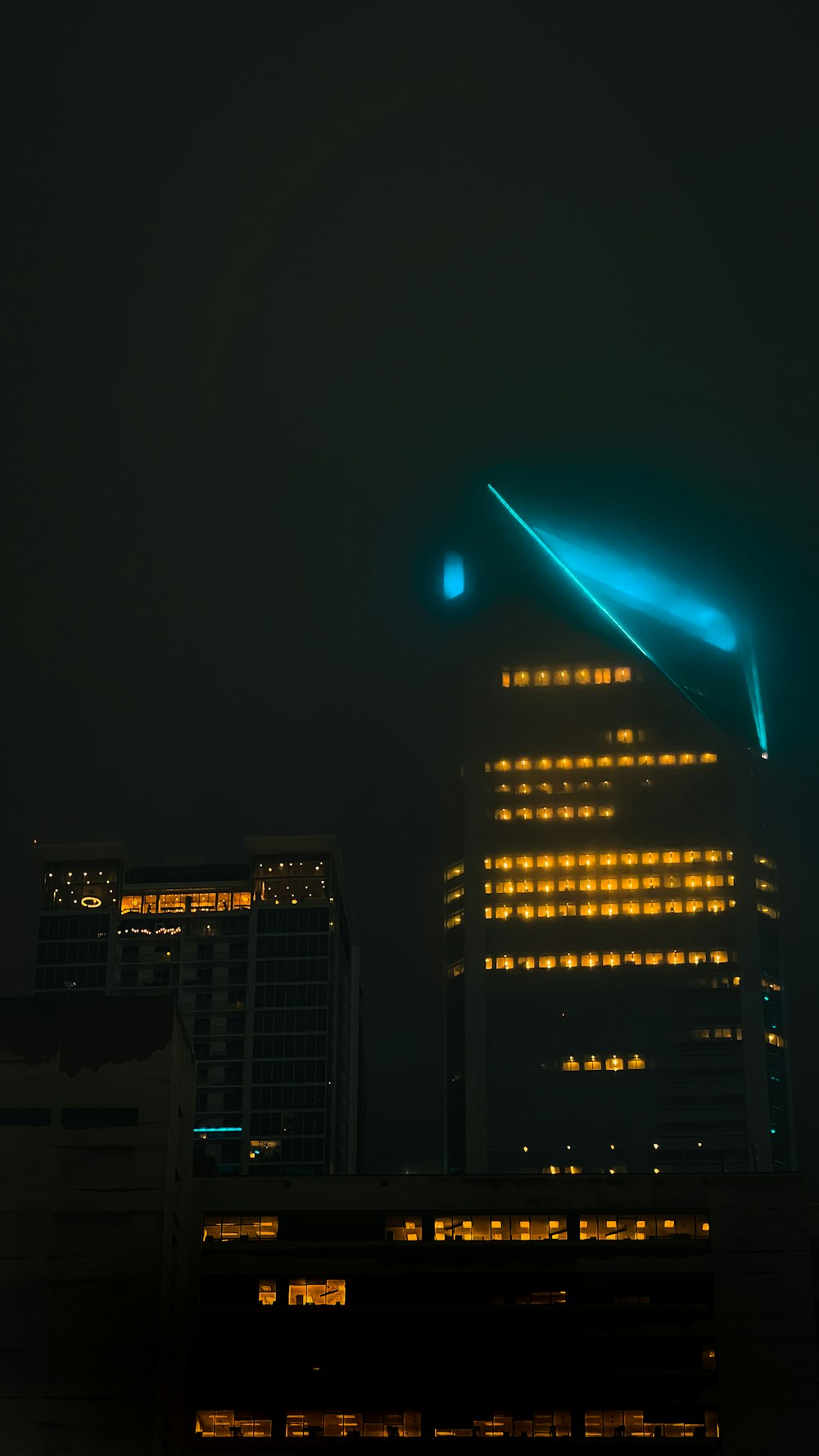 a city skyline at night