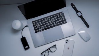 a laptop and a mouse