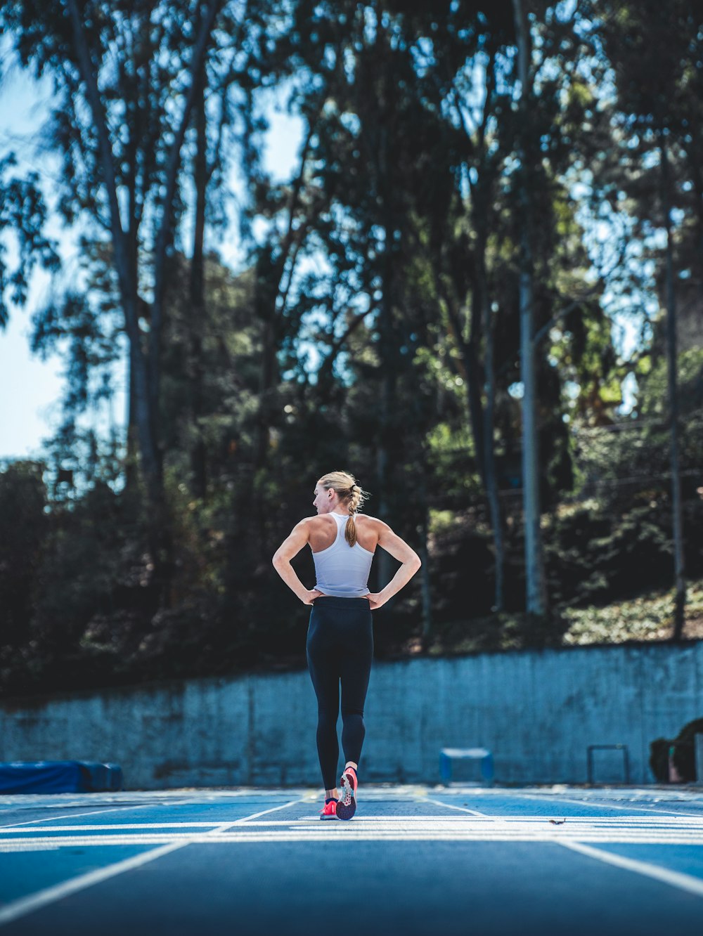 a person running on a track