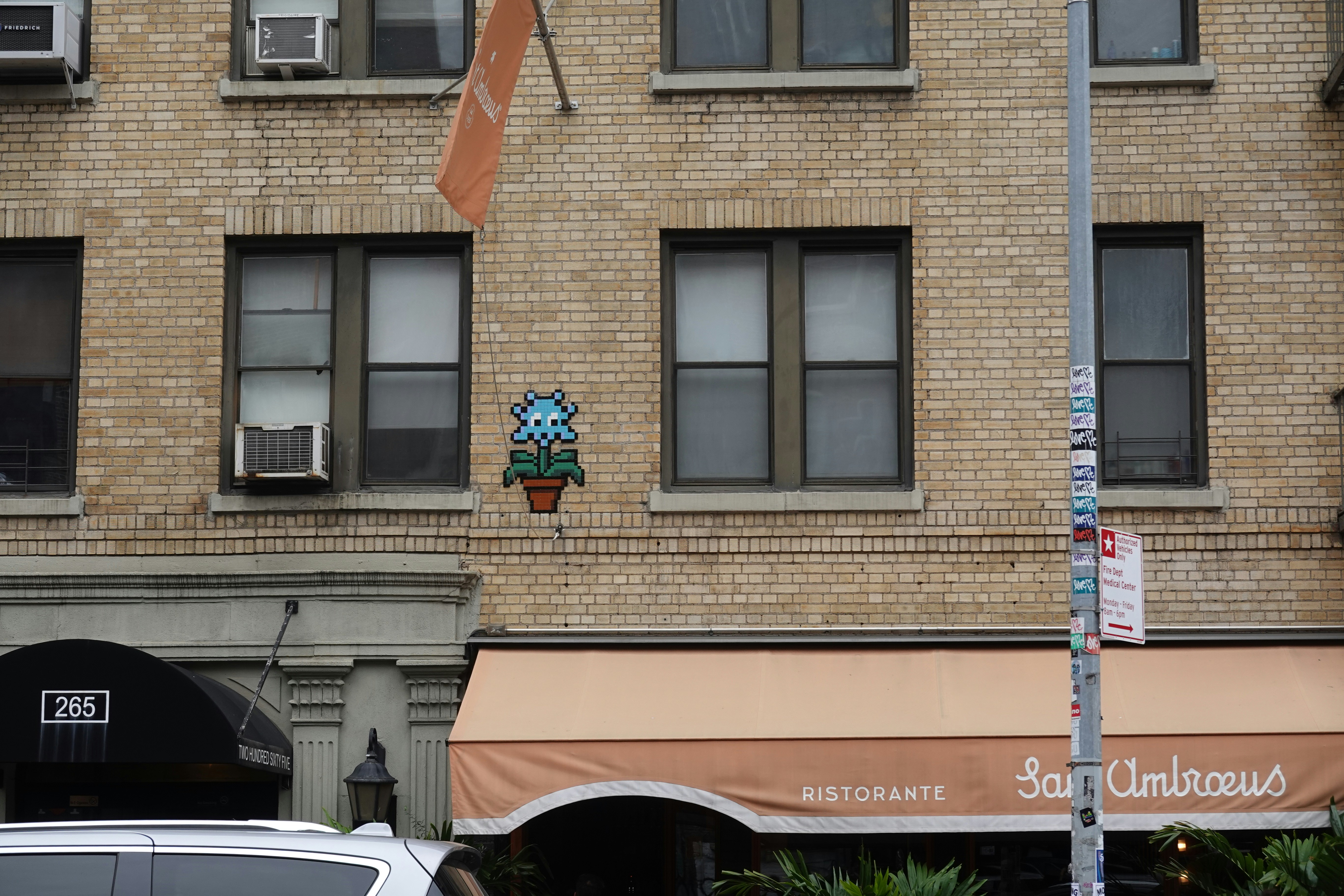 a building with a sign in front of it