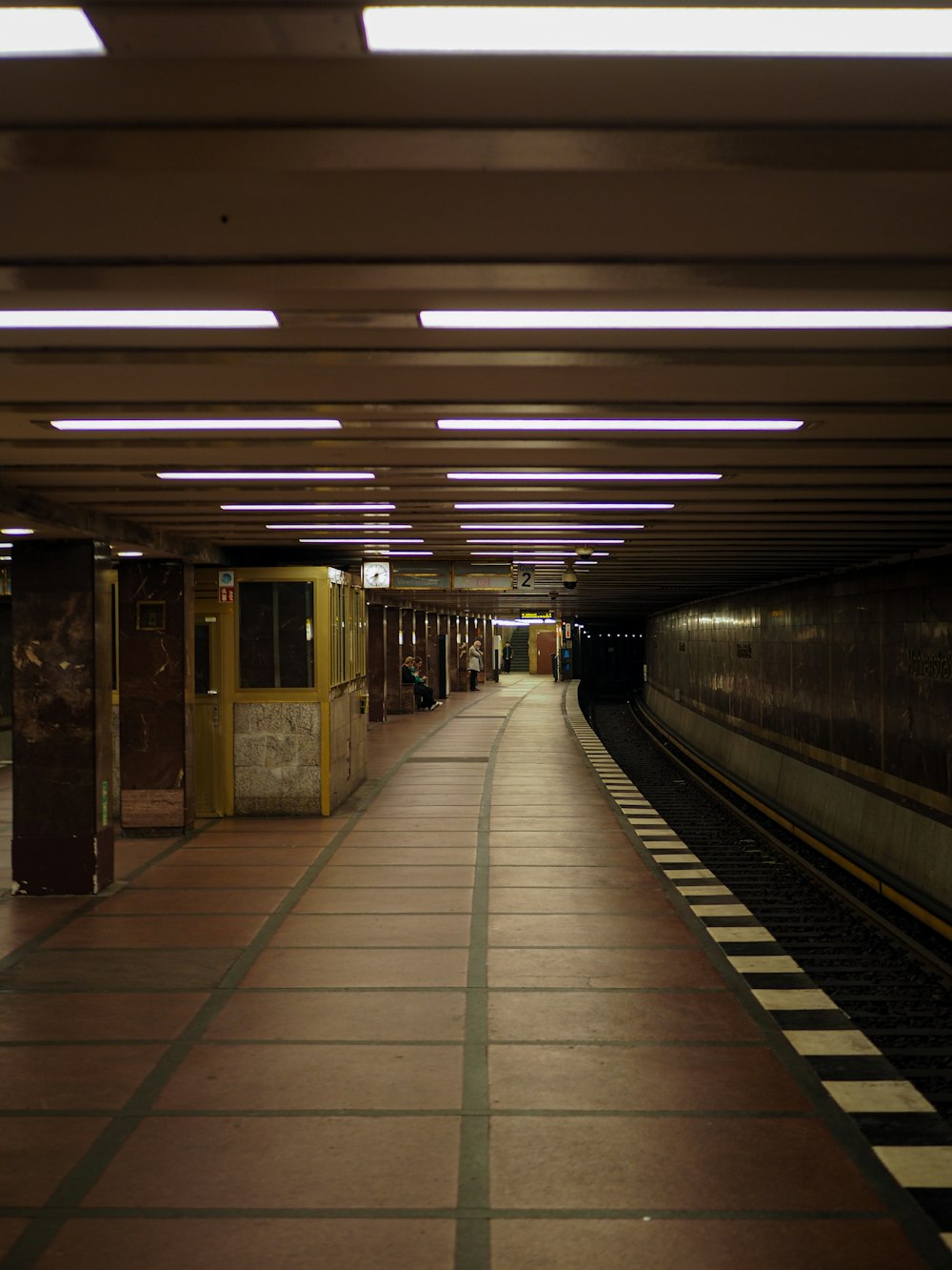 a train station with a train