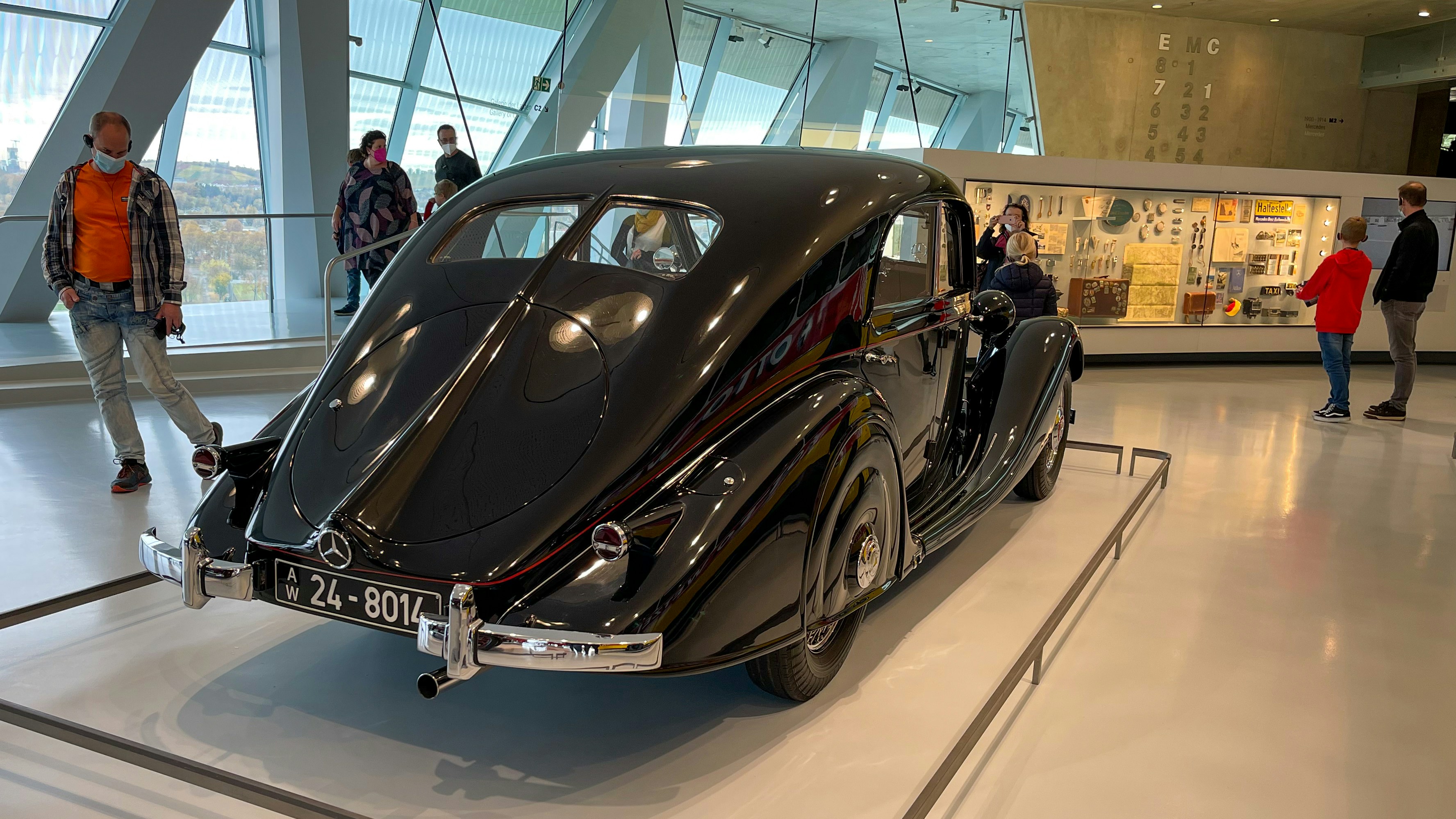 a car parked inside a building