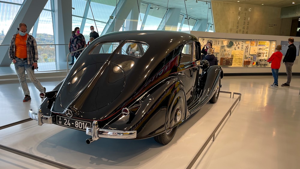 a car parked inside a building