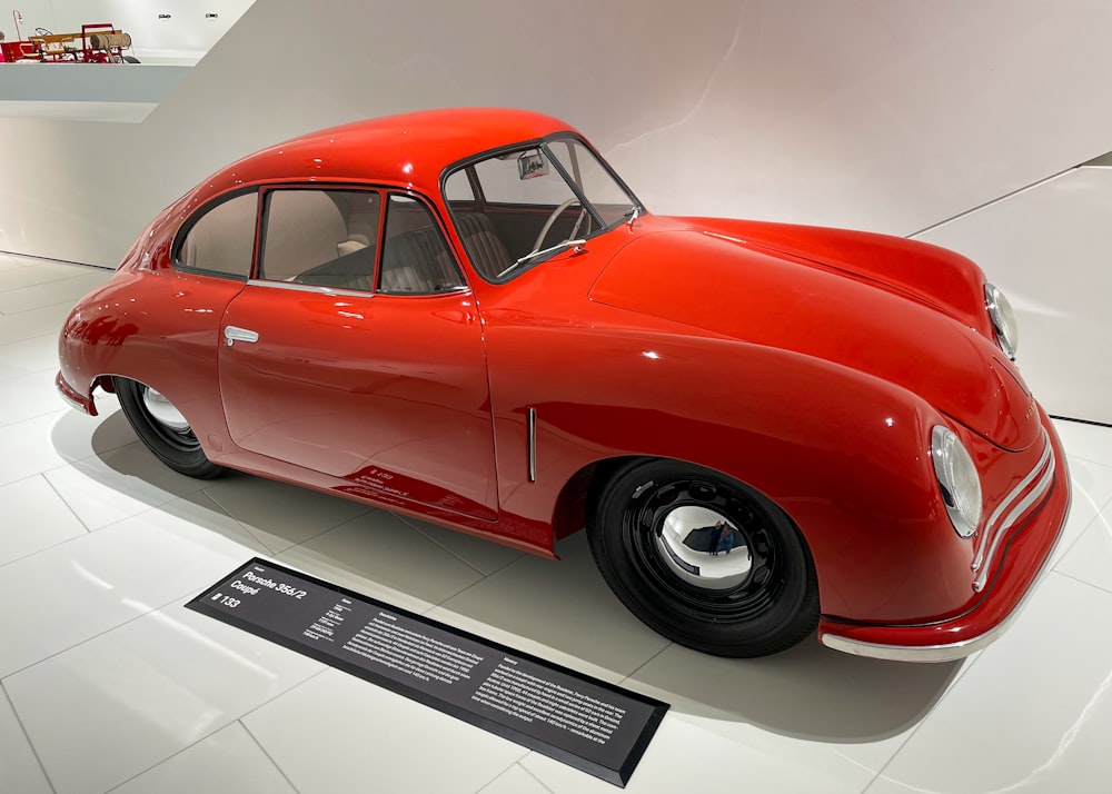 a red car on display