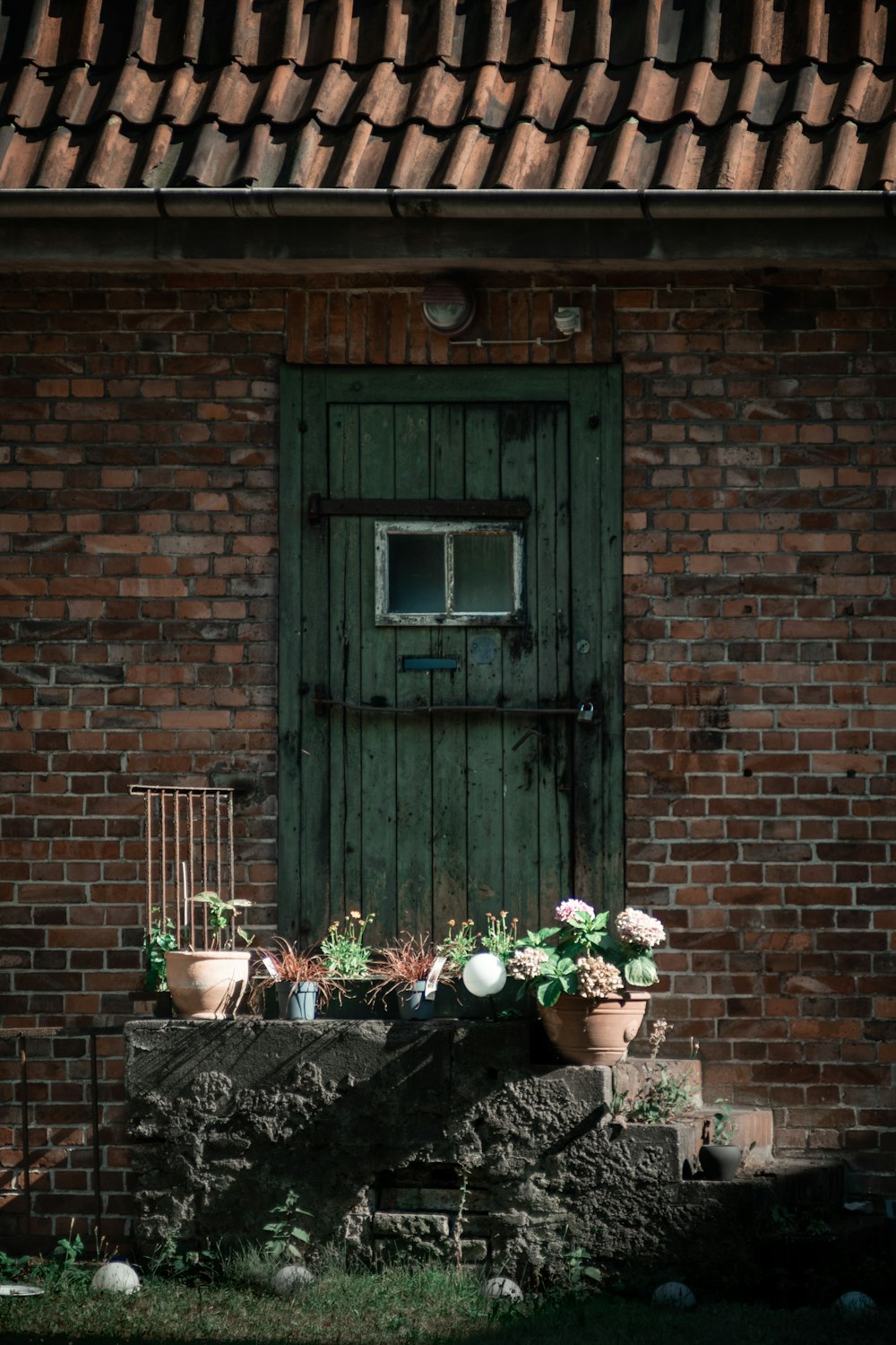 a door on a brick building