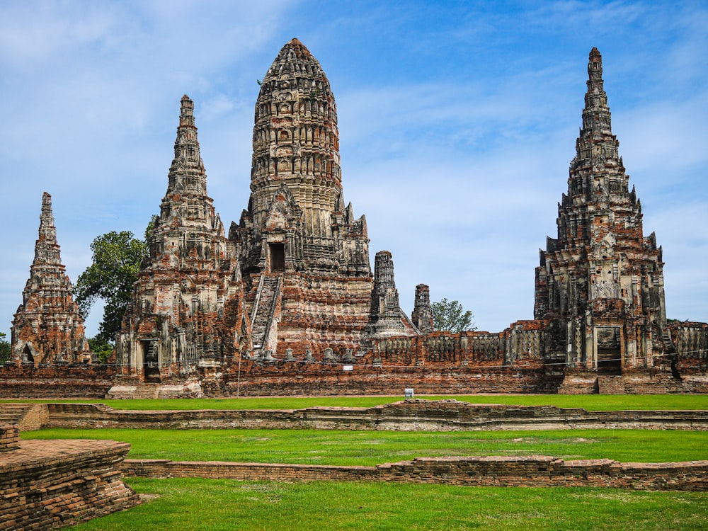 a group of tall stone buildings