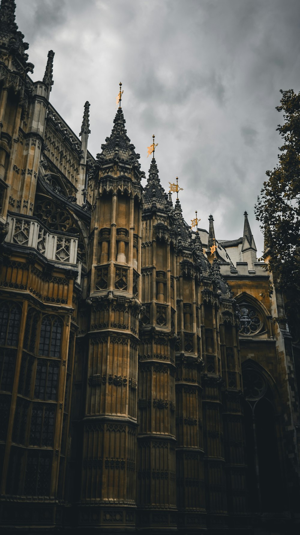 a large building with towers