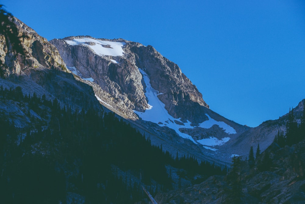 a mountain with snow