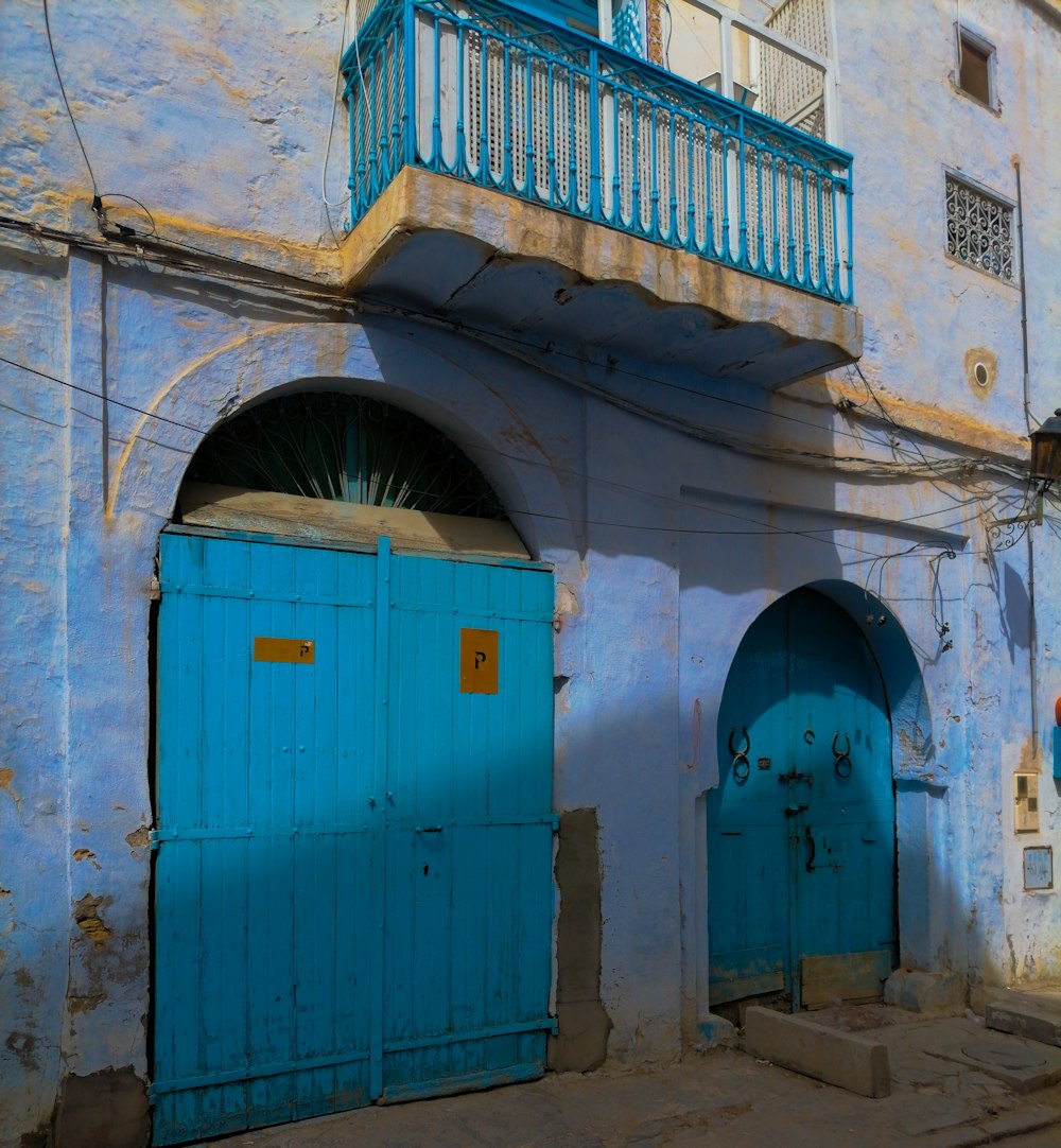 a blue door and a blue door