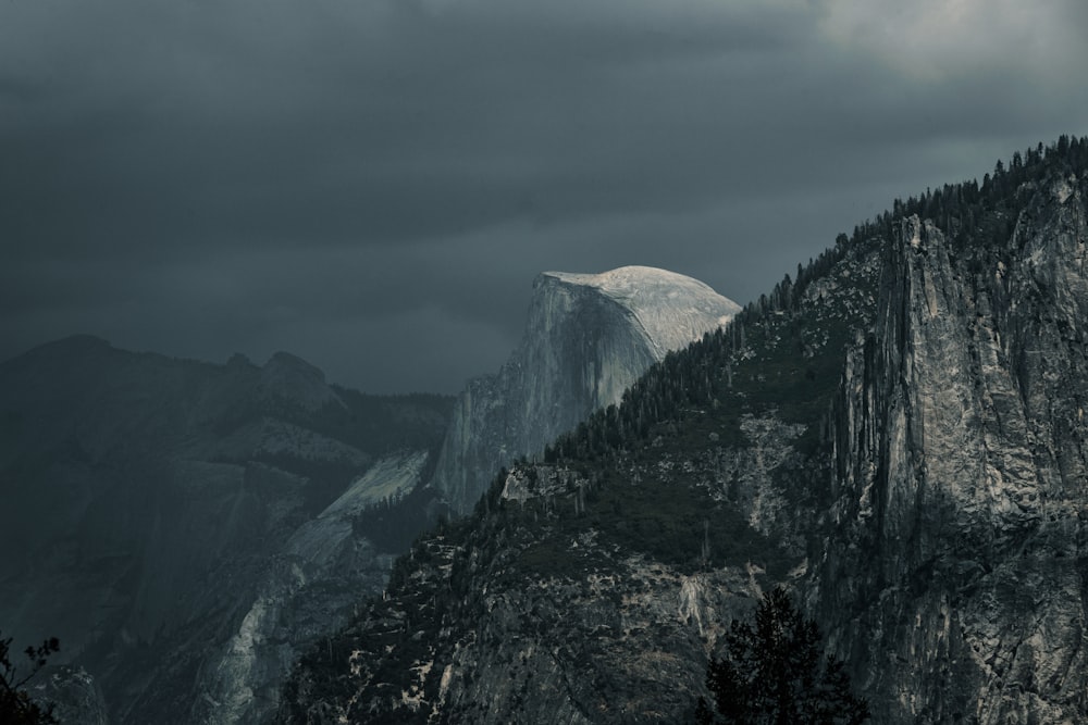 a mountain with snow