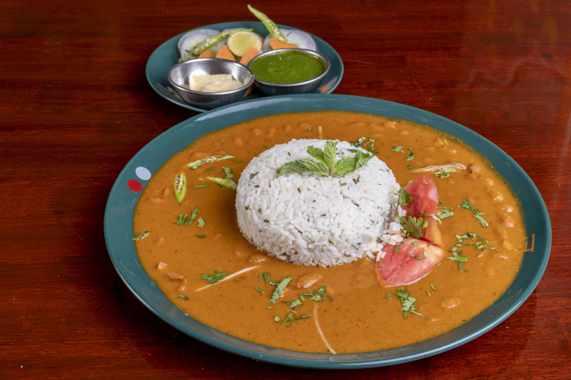 North Indian curry served in a copper bowl