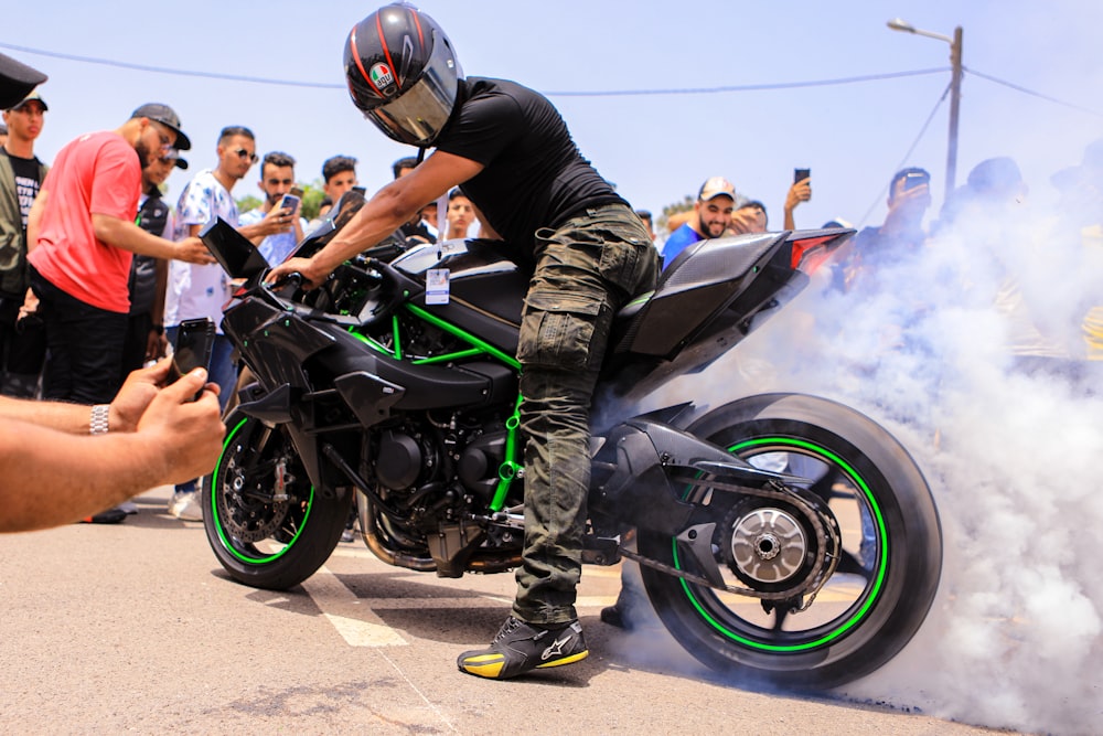 a man on a motorcycle