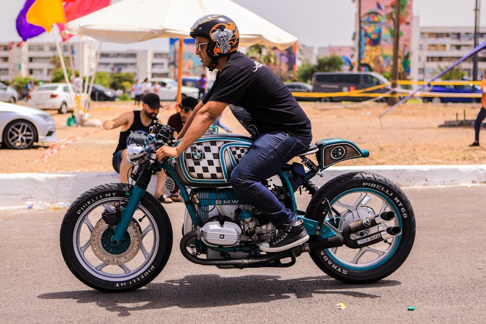 a man and a woman on a motorcycle