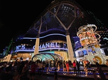 a group of people at a theme park