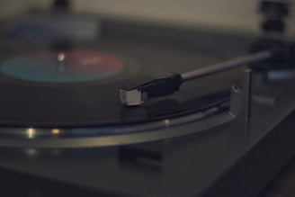 a close-up of a record player