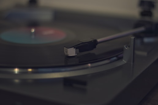 a close-up of a record player