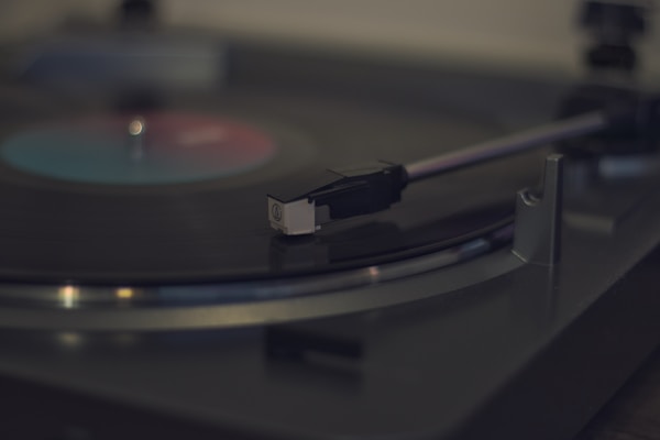 a close-up of a record player