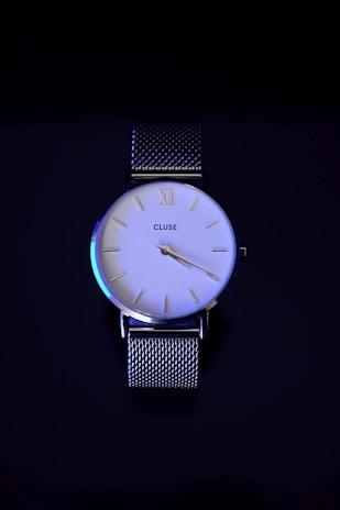 a watch with a blue face