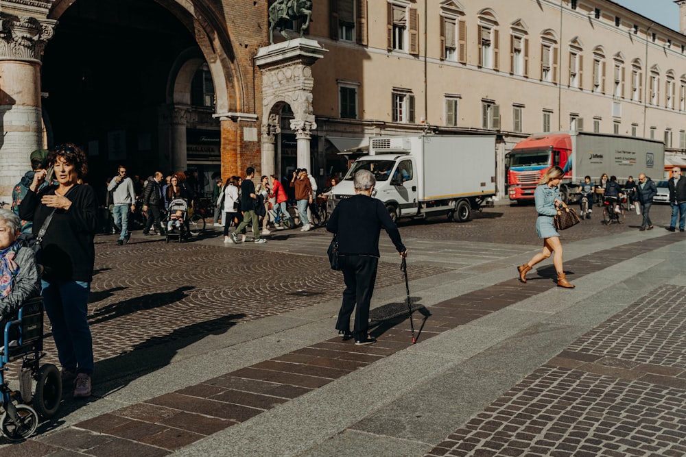 a person walking with a camera