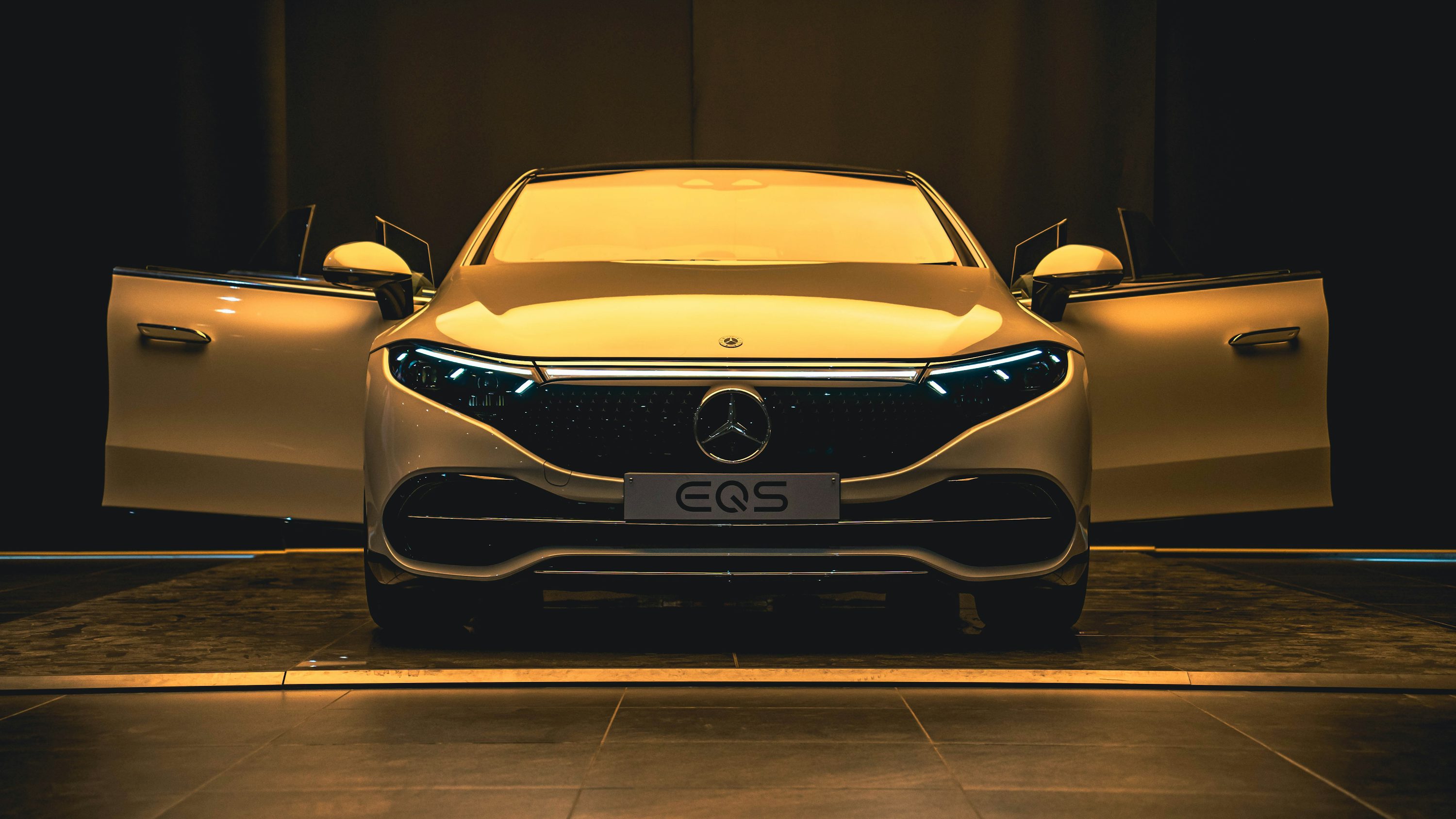 a car parked in a room