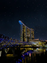 a bridge with lights at night