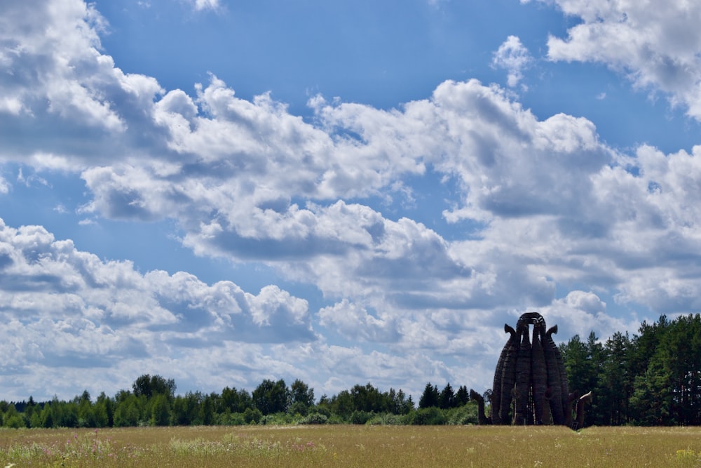 a tall tower in a field