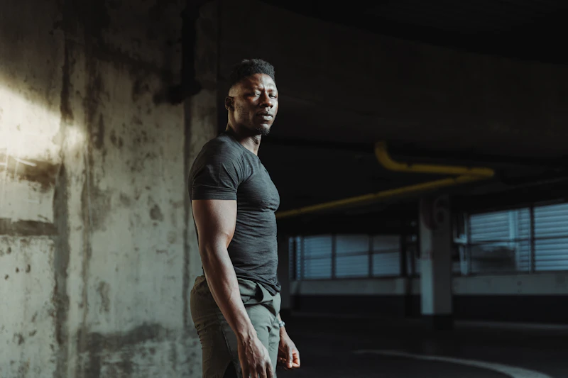 Black man training with focus and discipline