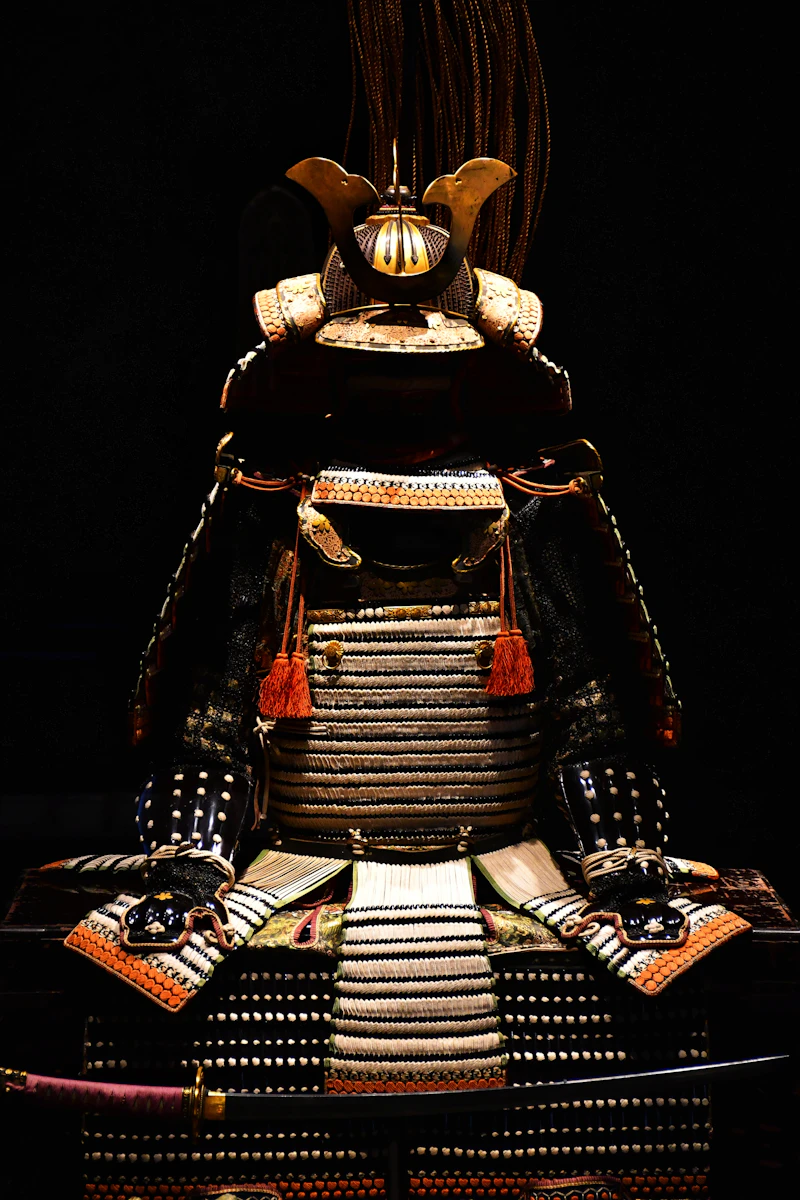 Warrior in traditional samurai garment