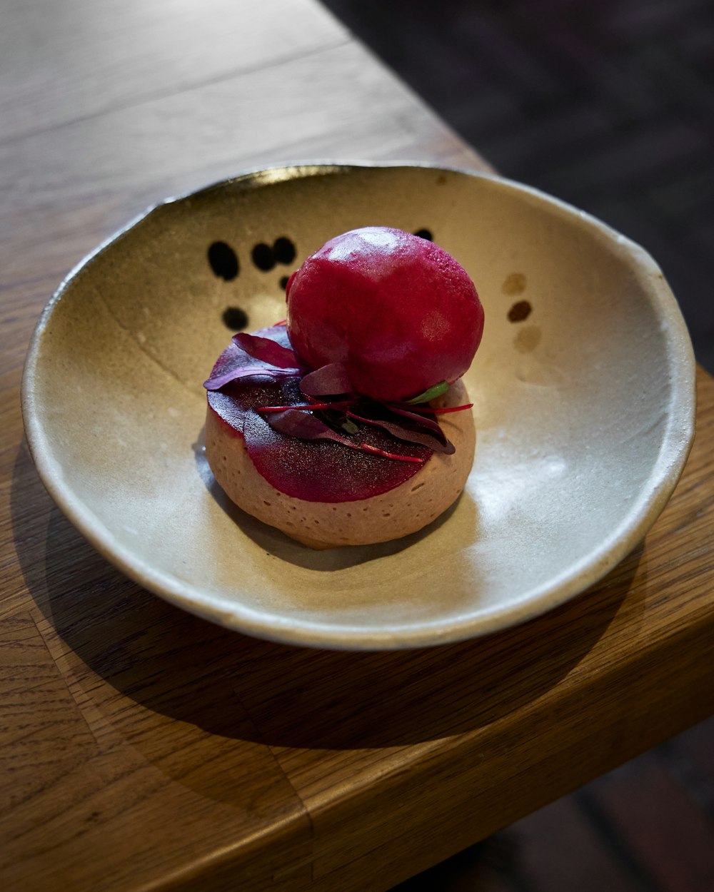 a plate with food on it