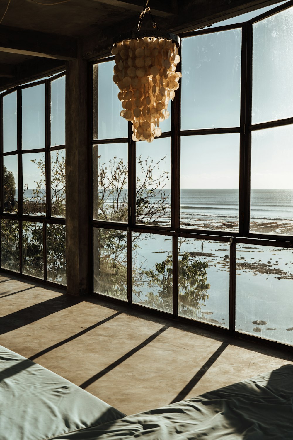 a chandelier from a window