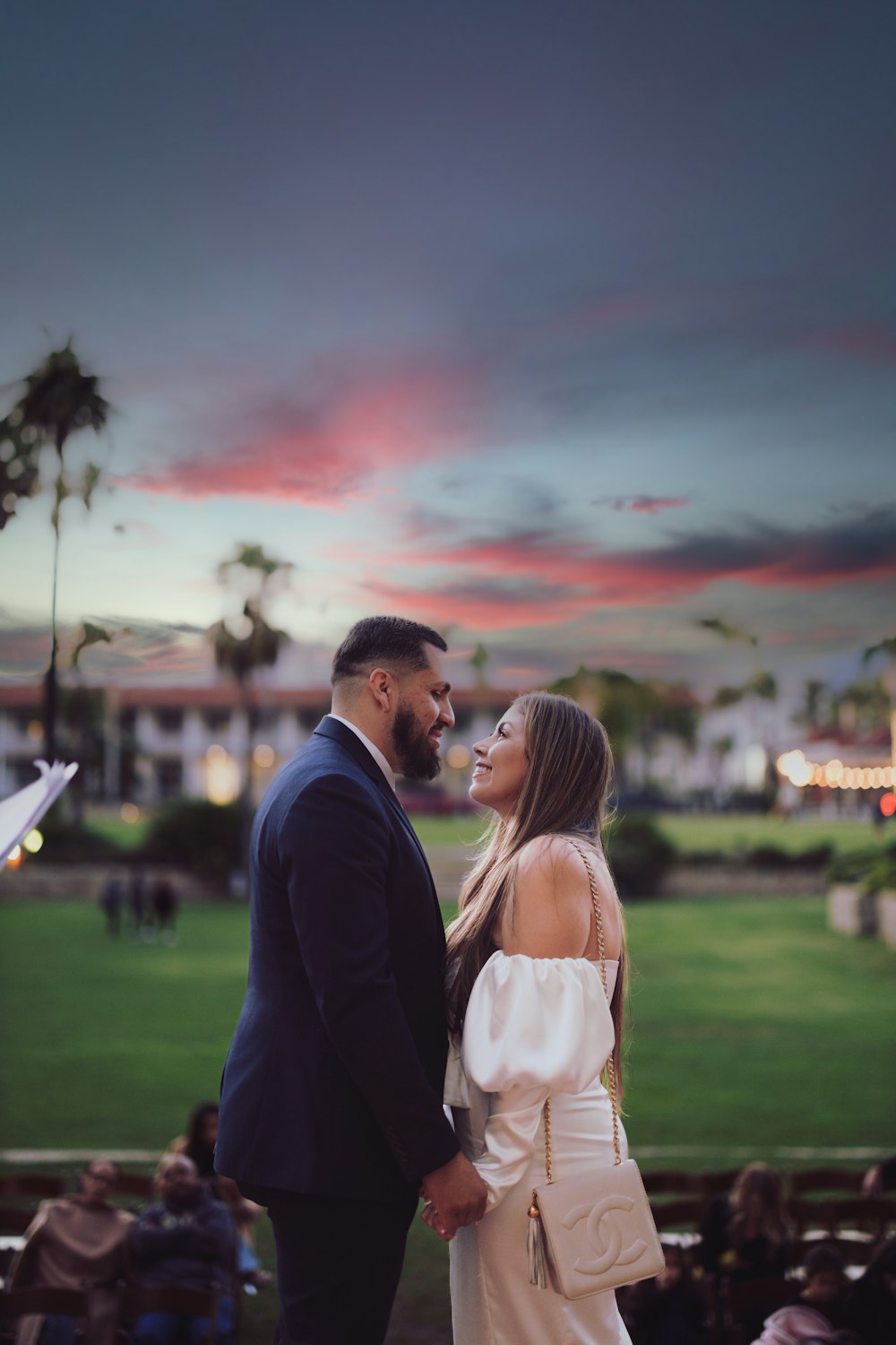 a man and woman kissing