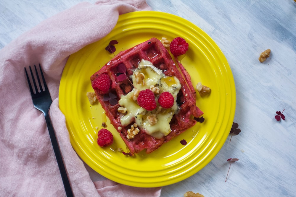 a plate with food on it