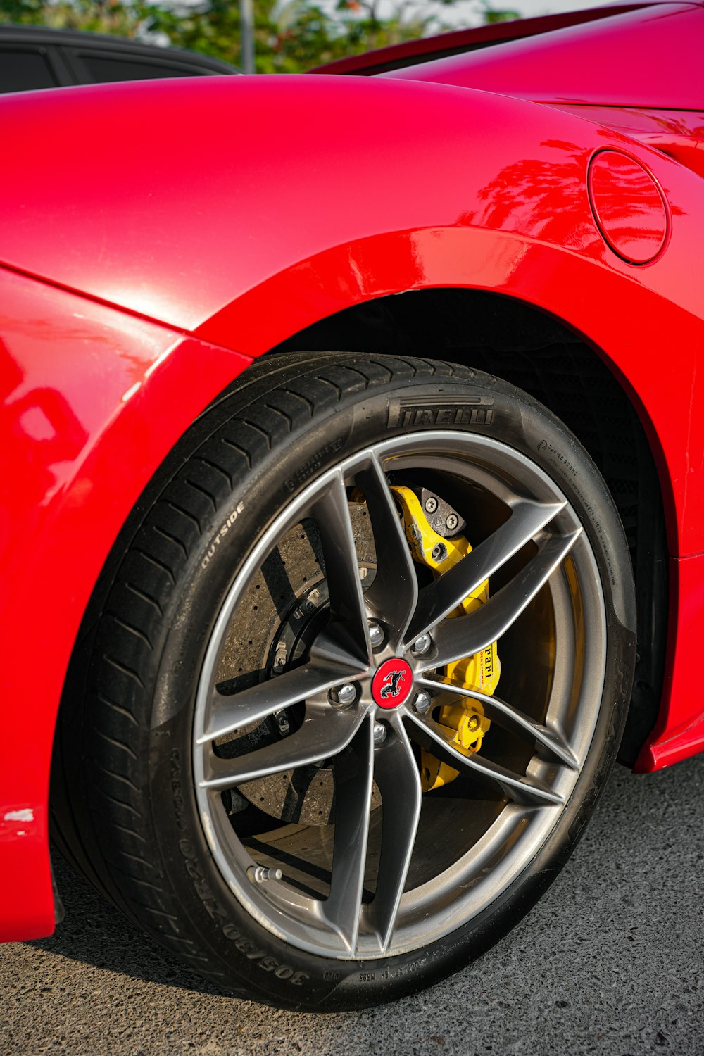 a close up of a car tire