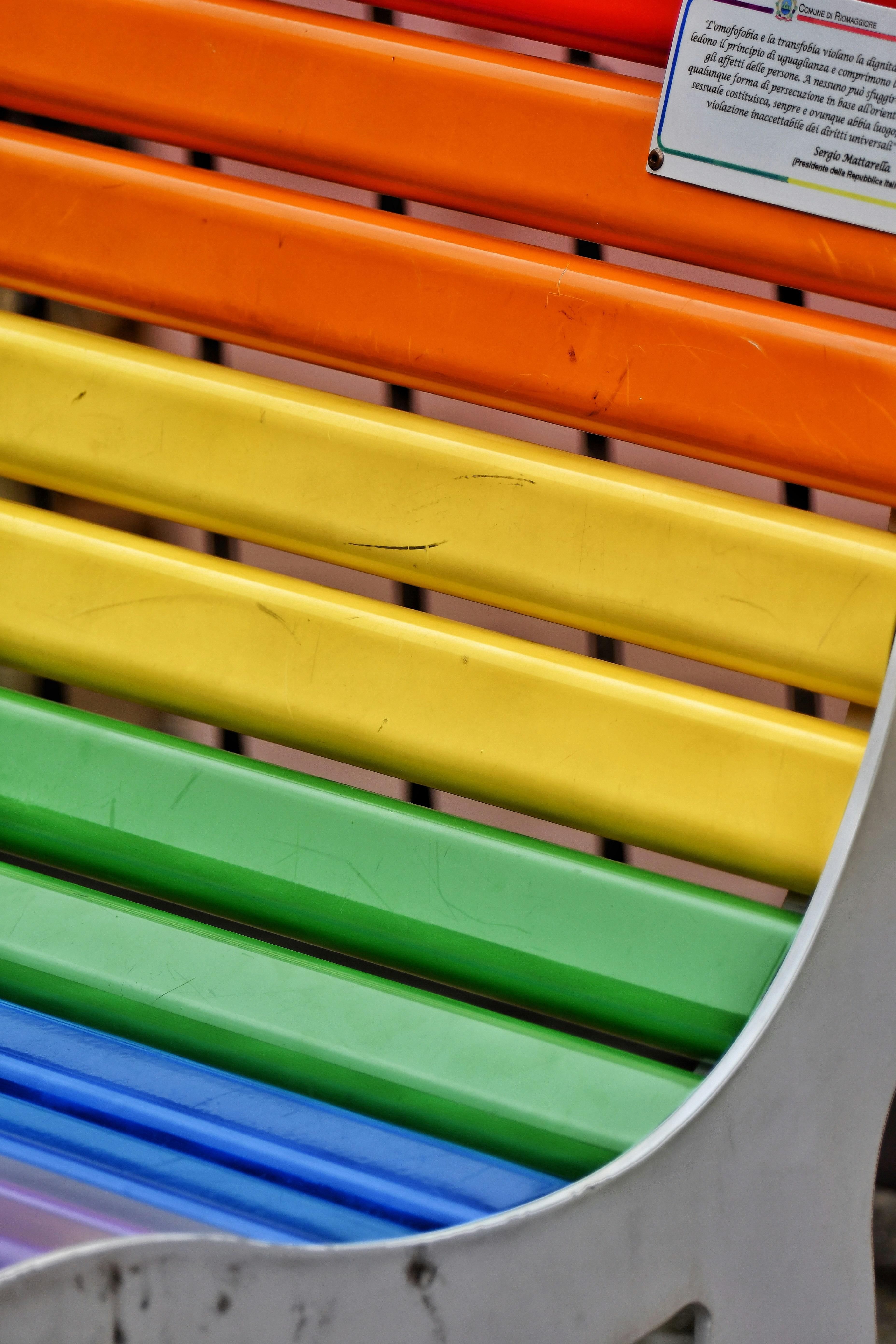 a group of colorful plastic chairs