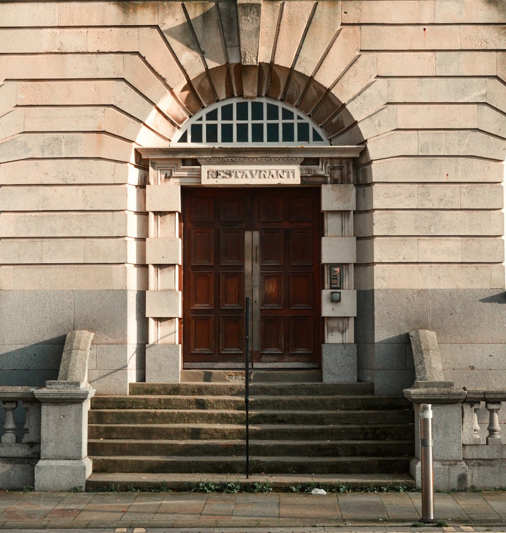 a building with a large door