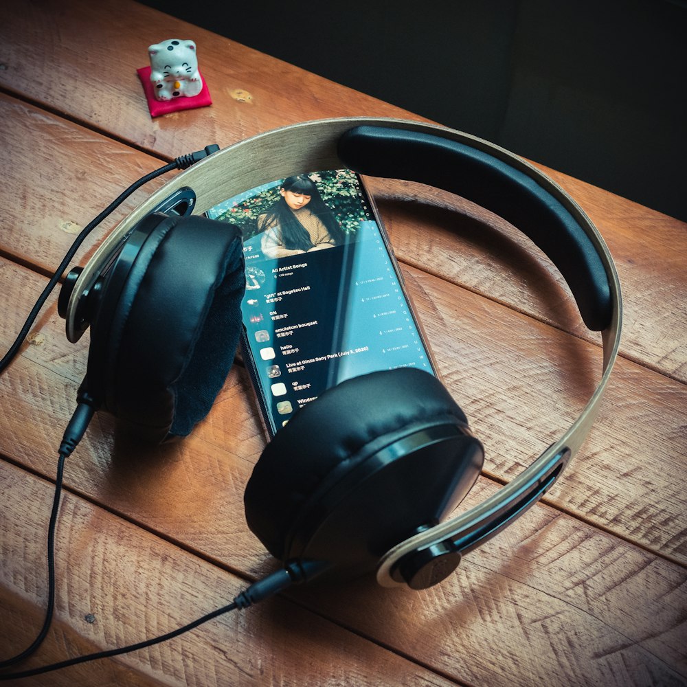 a pair of headphones on a table