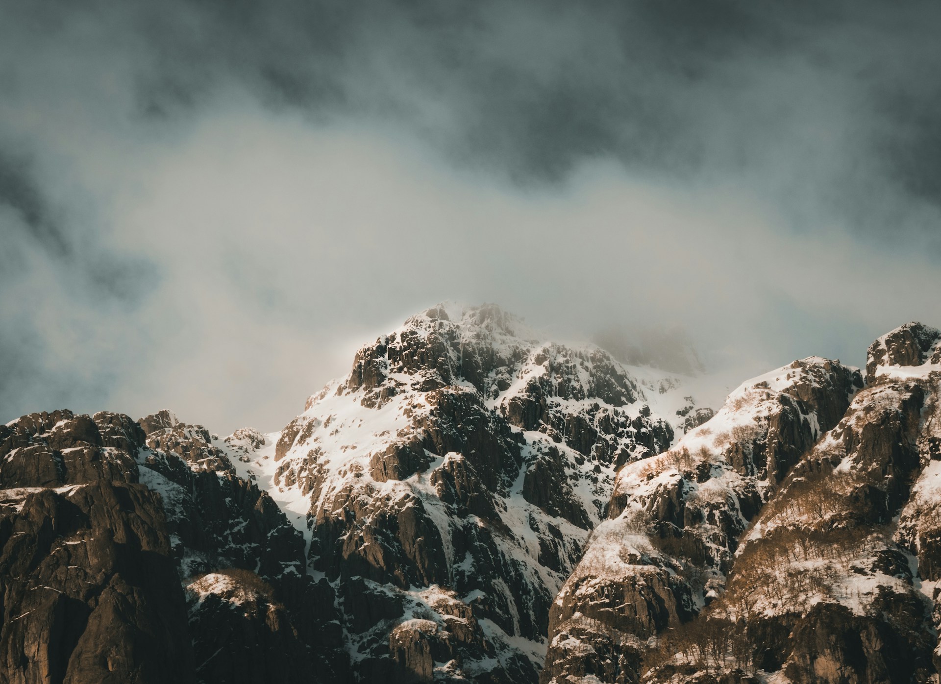 a mountain with snow