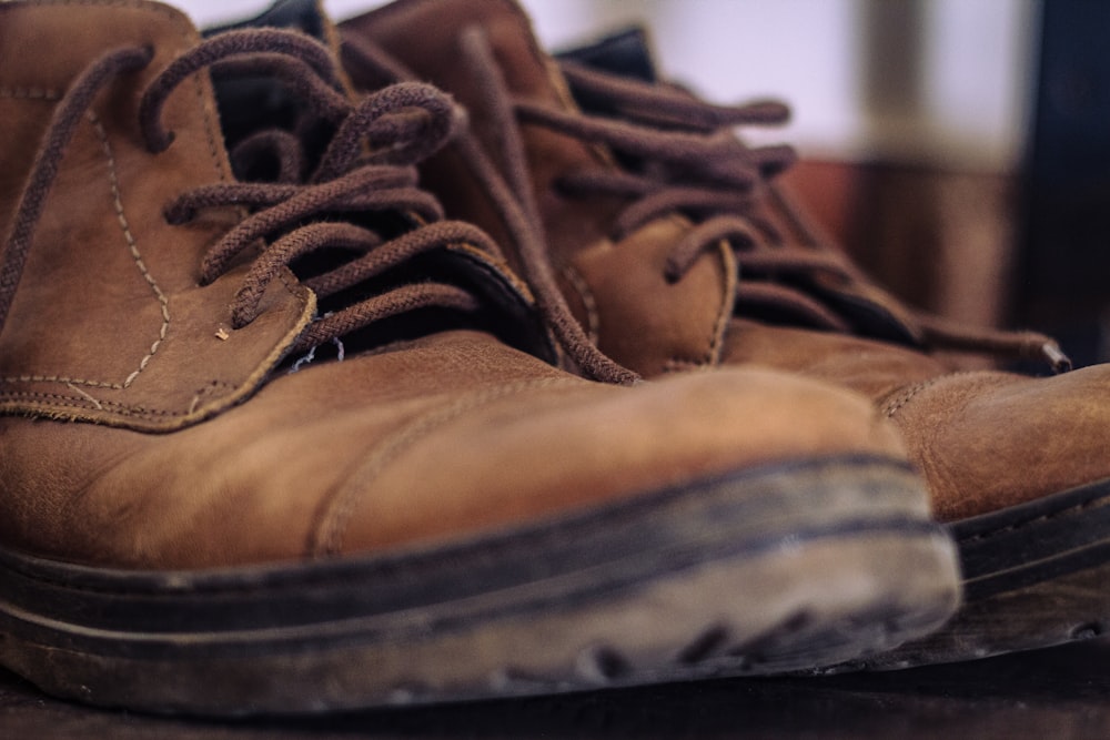 a pair of brown shoes