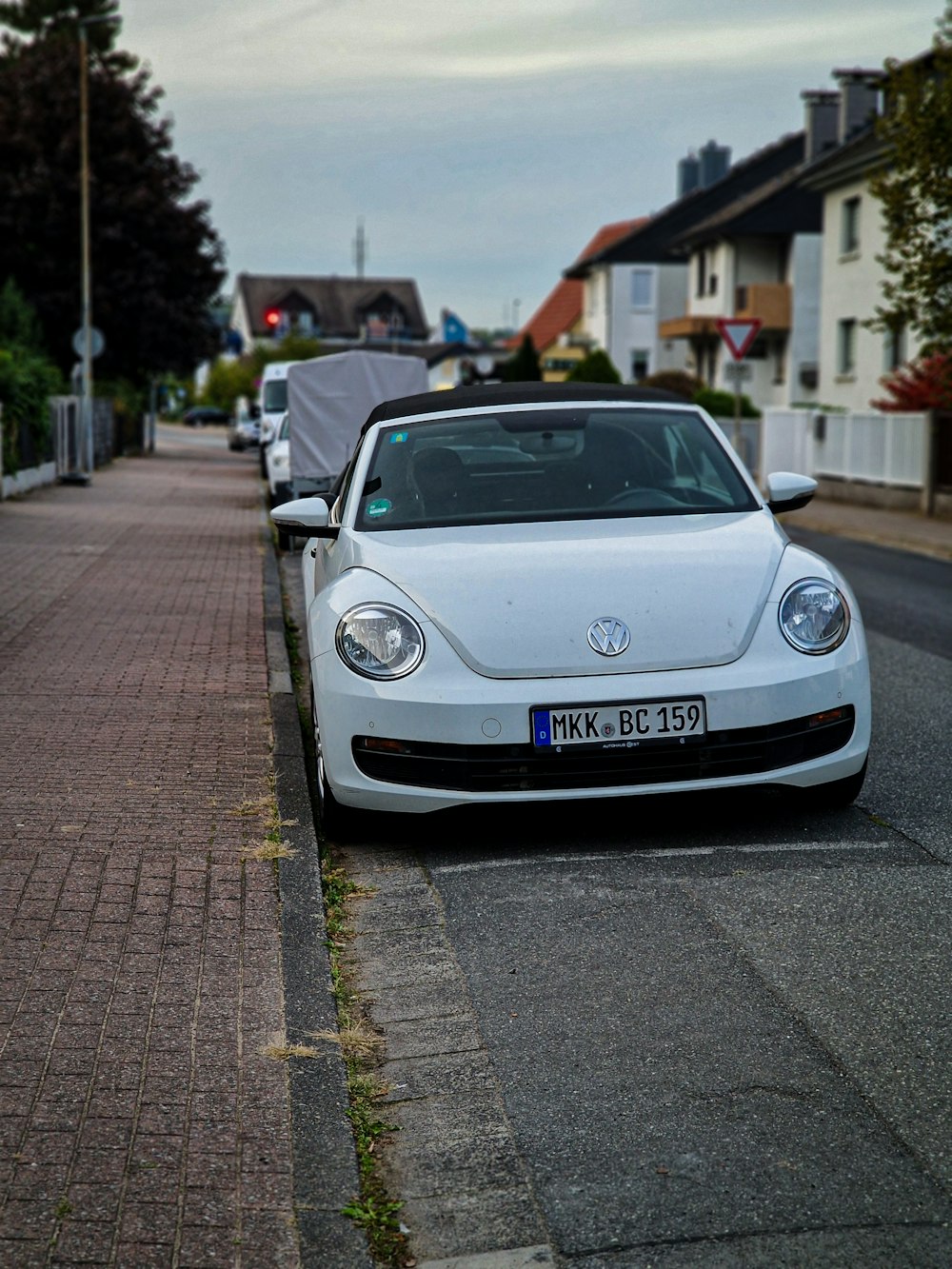 a car parked on the side of a road