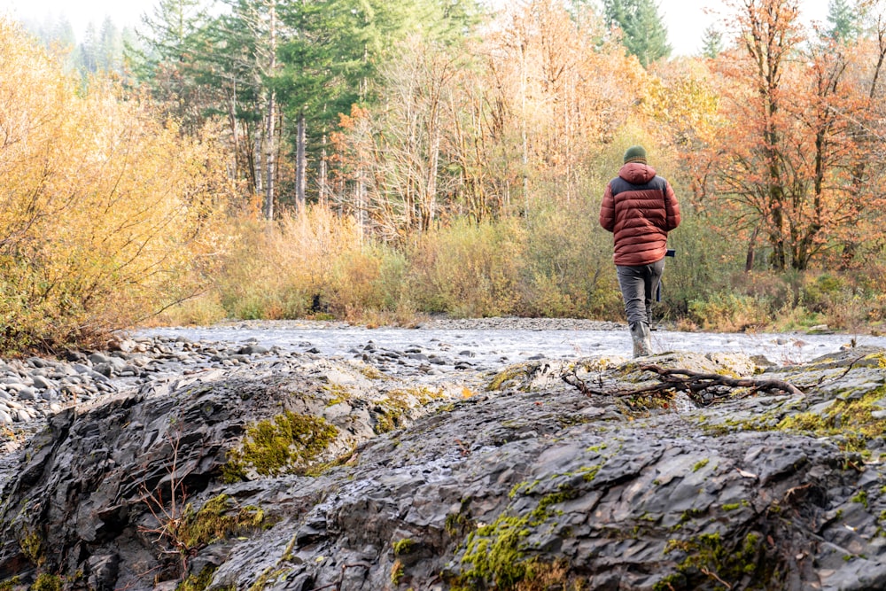 a person standing on a rock