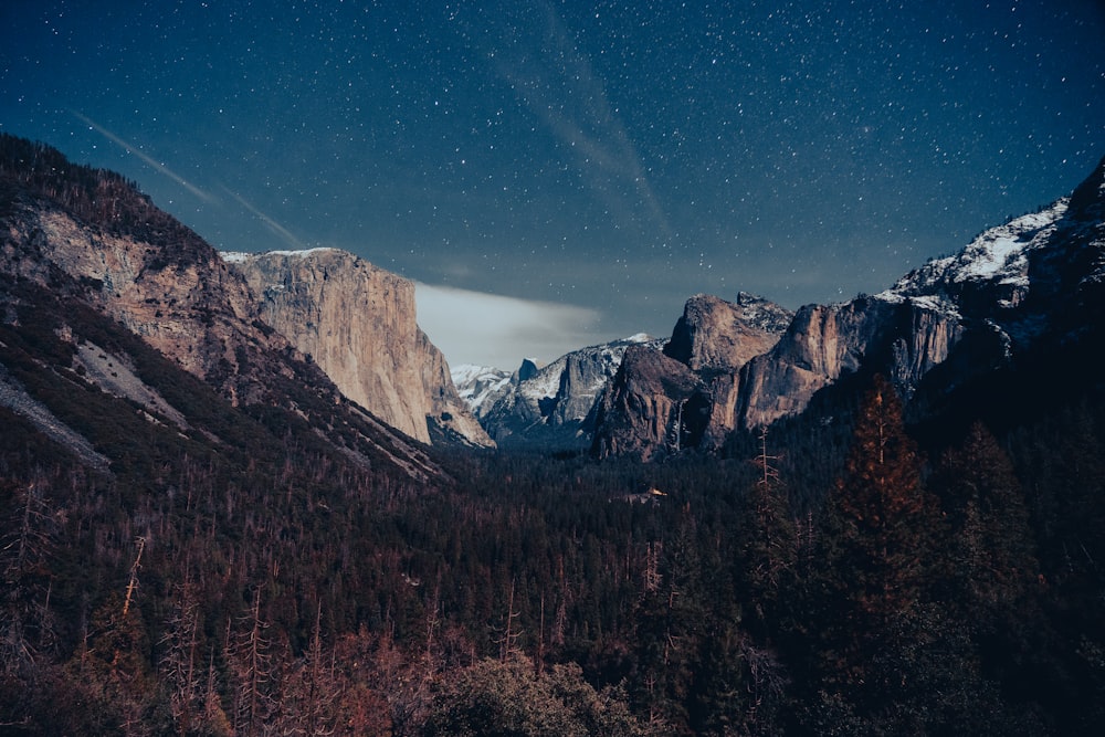 a mountain range with snow