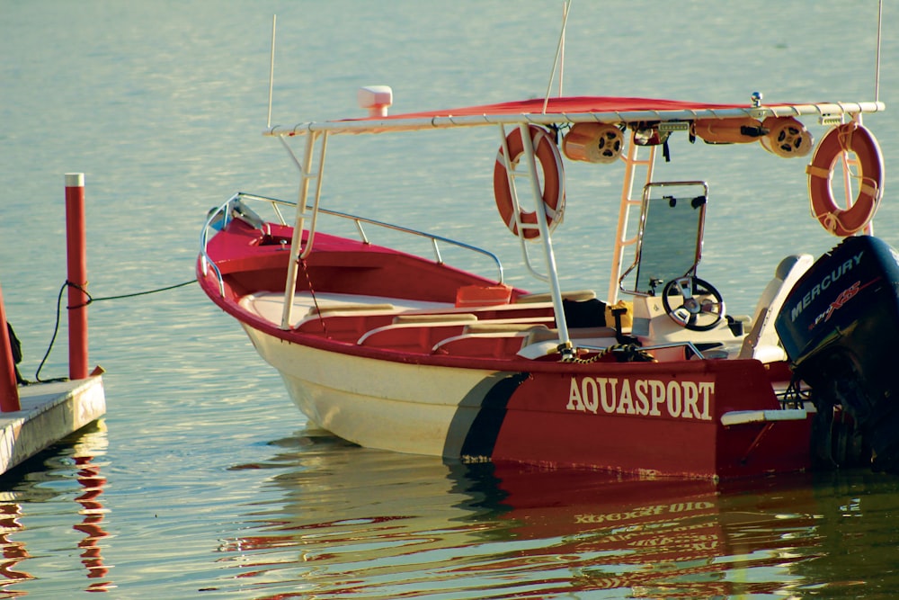 a boat tied to a dock