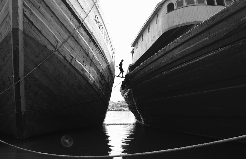 a person standing on a boat