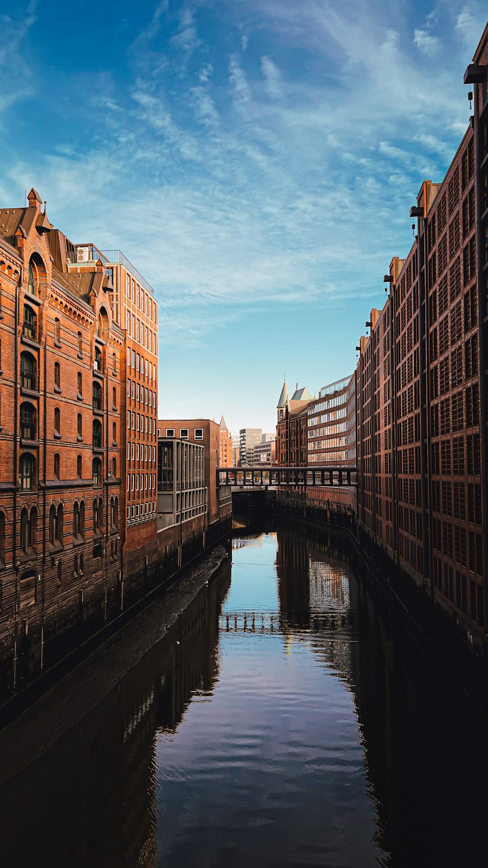 a canal between two buildings