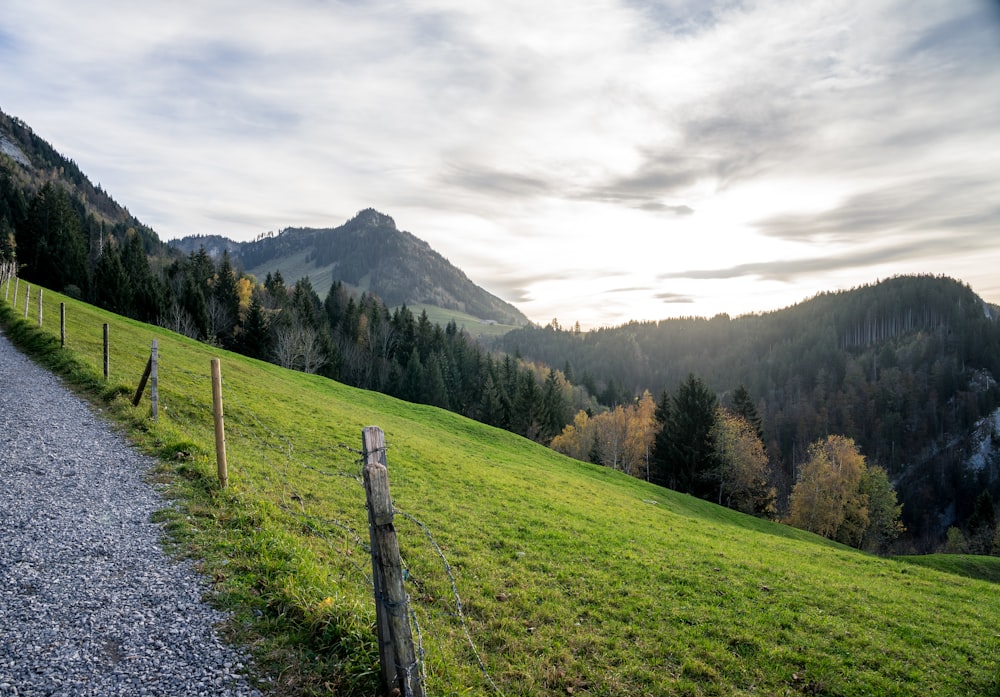 a fence on a hill