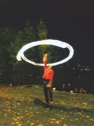 a person holding a light saber