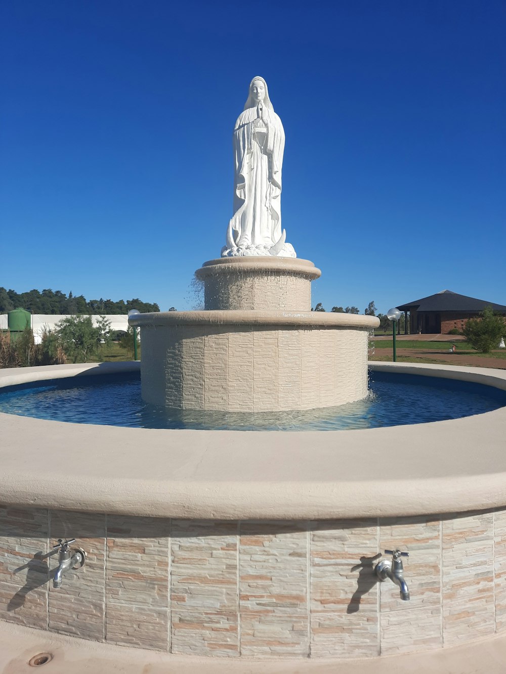 Eine Statue in einem Pool