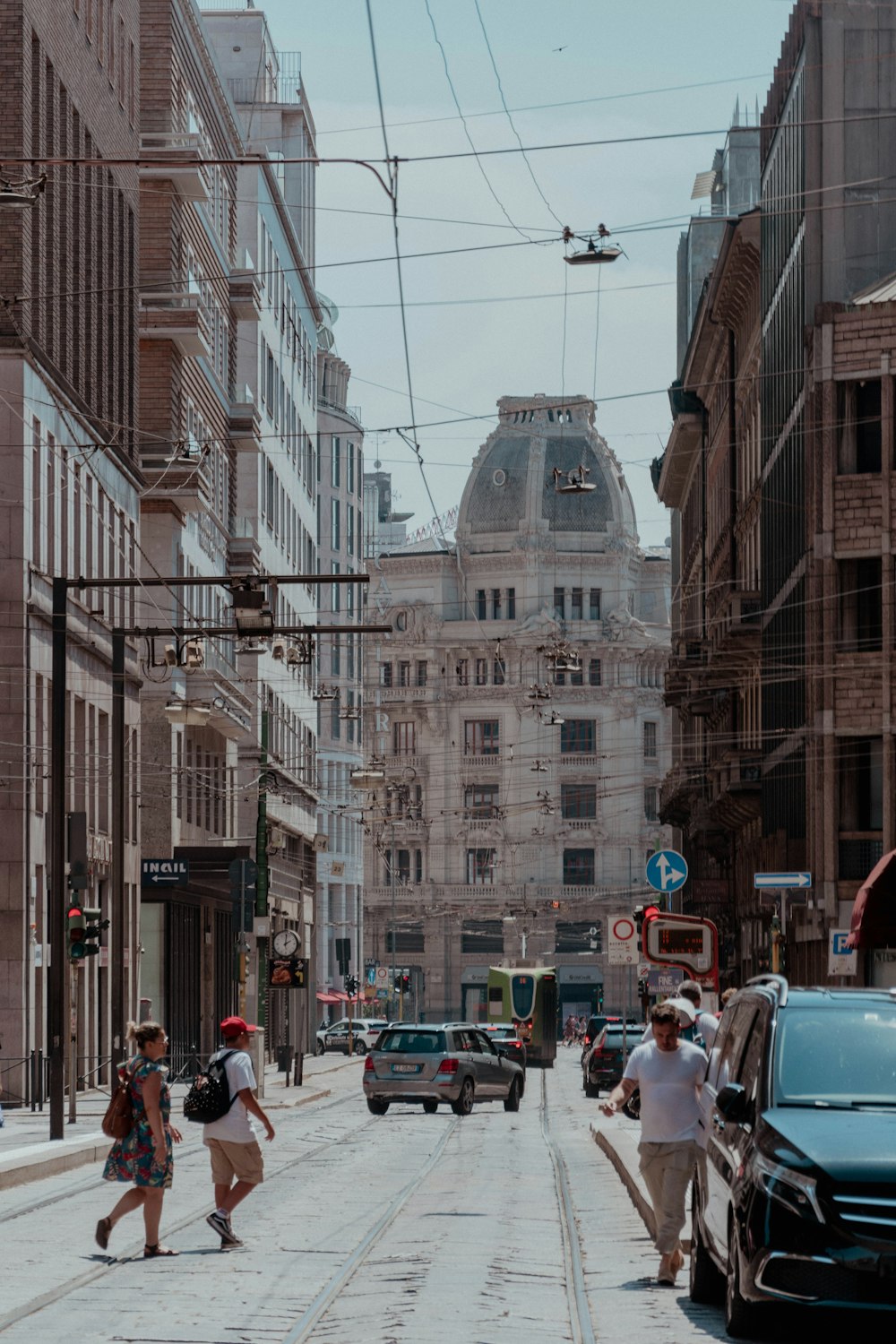 people walking on a street